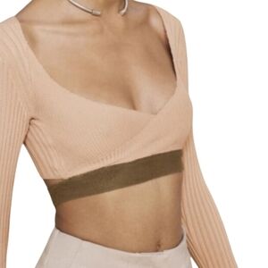 NEW! ZARA SRPLS Ribbed Wrap Crop Top Large.